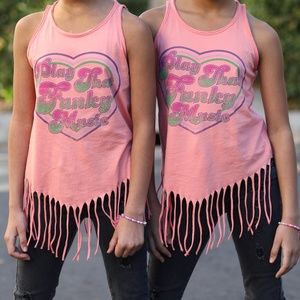PLAY THAT FUNKY MUSIC FRINGE TANK TOP